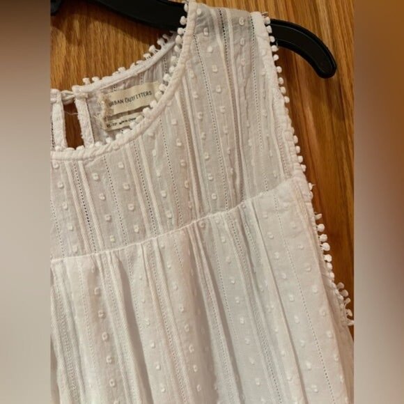 Urban Outfitters Cotton White Swiss Dot Swing Lined Boho Mini Dress Size XS - Picture 4 of 10